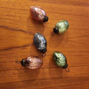 Pottery Barn Set of 5 Pastel Mercury GLASS Ornaments Pink Green Blue 3"